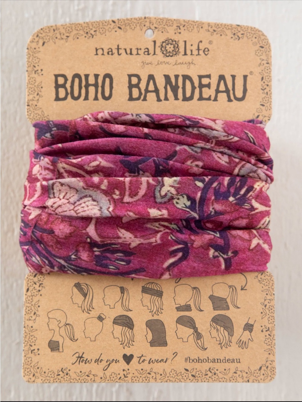 NATURAL LIFE Magenta Floral Boho Bandeau